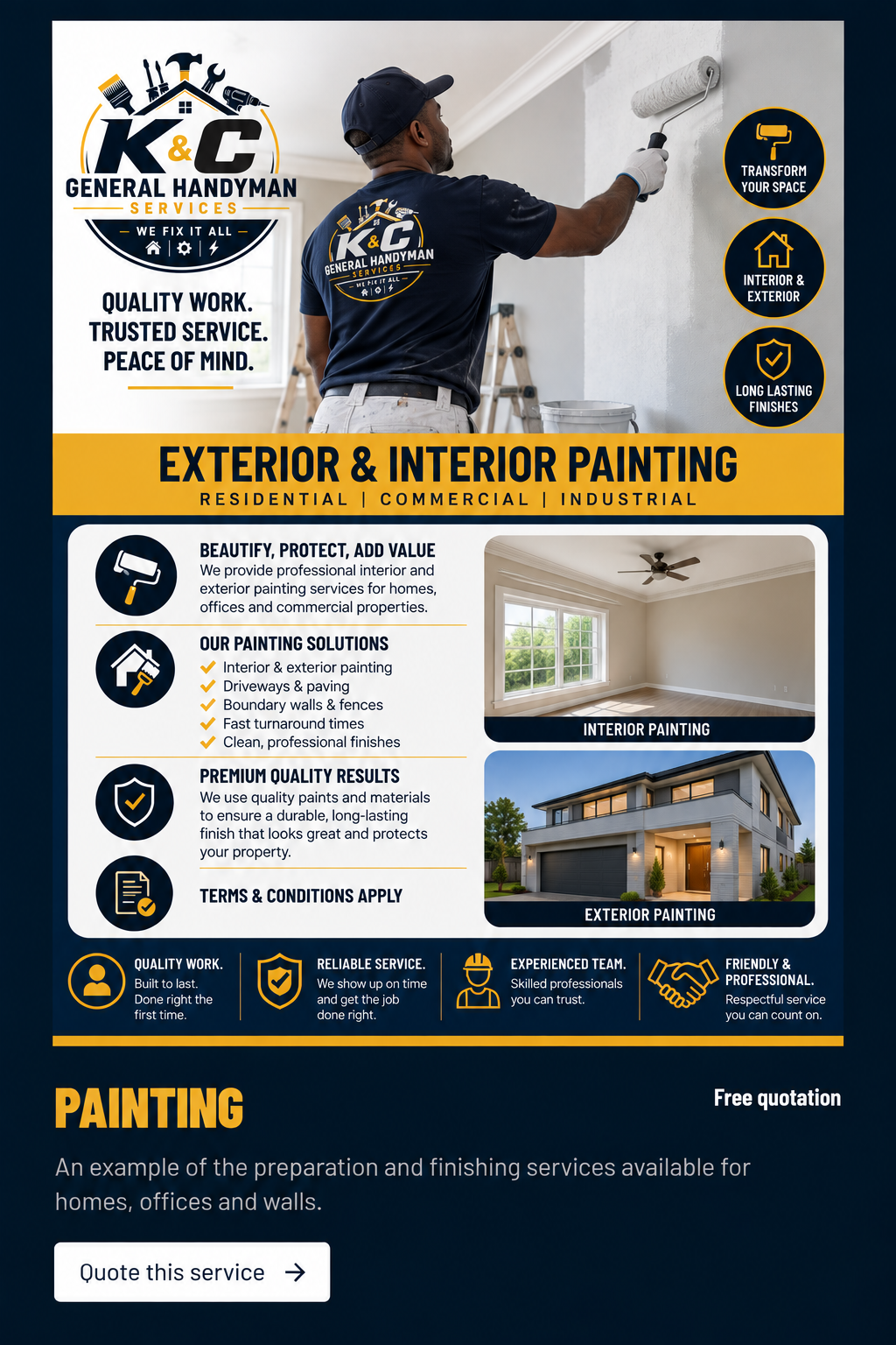 Painting service example from K & C marketing artwork